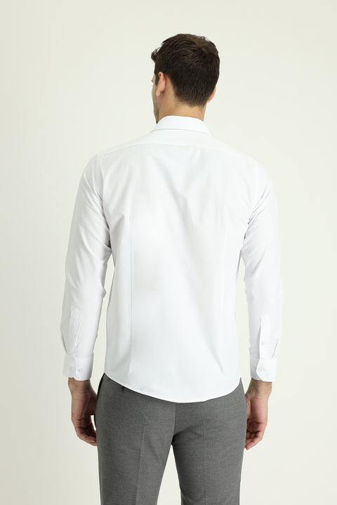 White Long Sleeve Slim Fit Classic Shirt