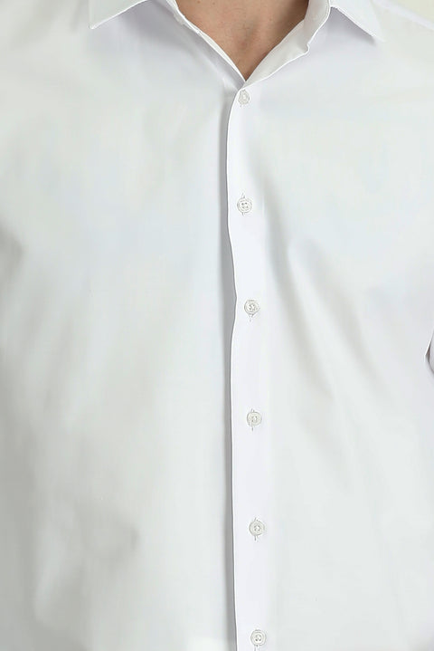 White Long Sleeve Slim Fit Classic Shirt