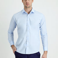 Light Blue Long Sleeve Slim Fit Narrow Cut Non-Iron Classic Cotton Shirt