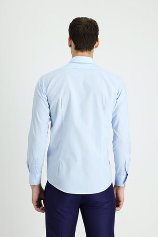  Uçuk Mavi Uzun Kol Slim Fit Dar Kesim Non Iron Klasik Pamuklu Kolay Ütülenebilir Gömlek