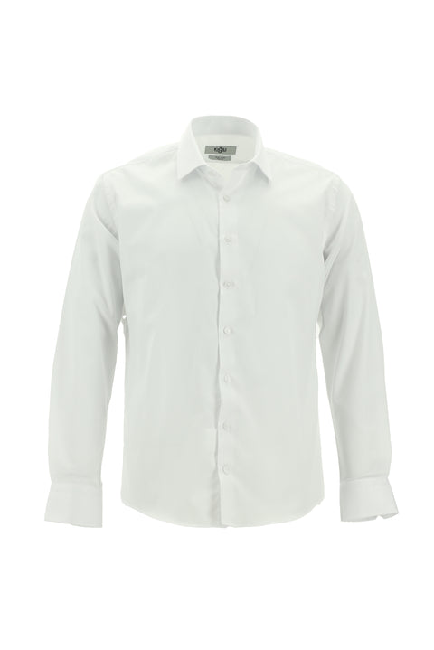White Long Sleeve Slim Fit Classic Non-Iron Sateen Cotton Easy-Care Shirt