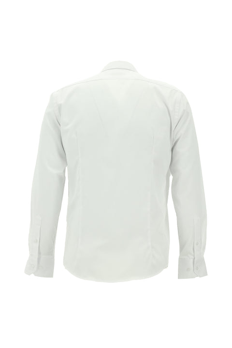 White Long Sleeve Slim Fit Classic Non-Iron Sateen Cotton Easy-Care Shirt