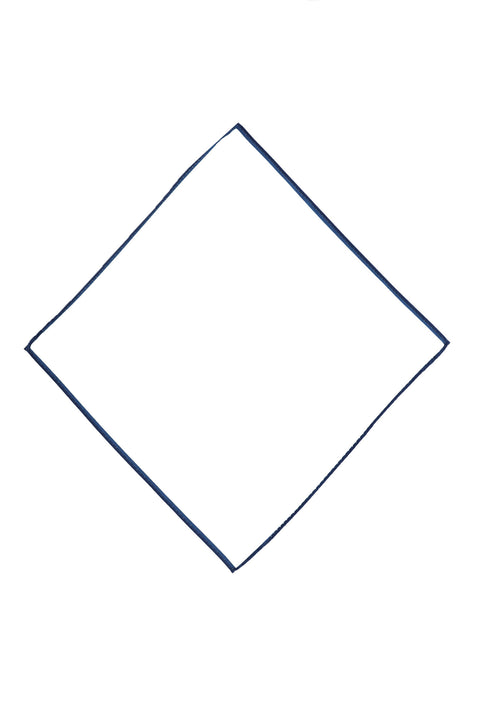 White and Navy Plain Handkerchief