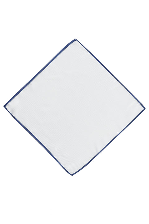 White and Navy Plain Handkerchief