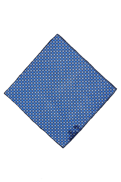 Navy Blue Patterned Silk Handkerchief