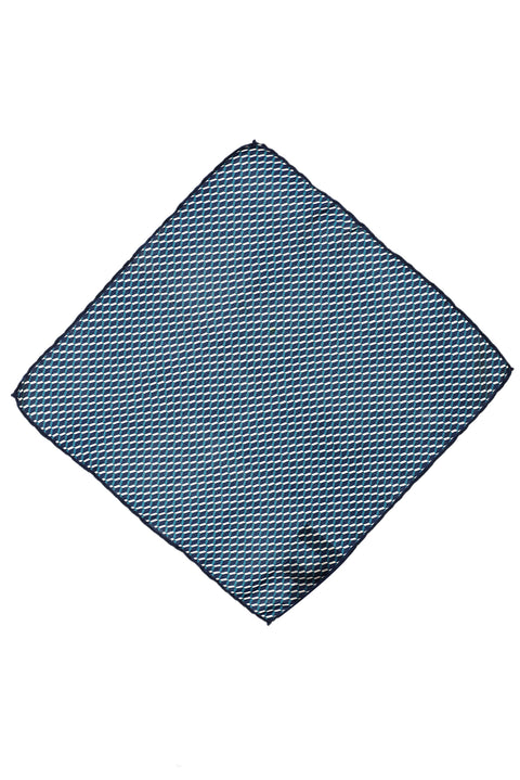 Medium Navy Patterned Silk Handkerchief
