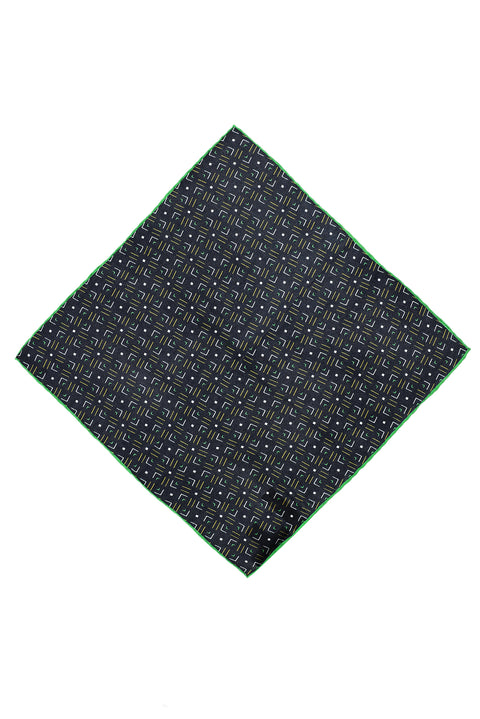 Medium Navy Patterned Silk Handkerchief