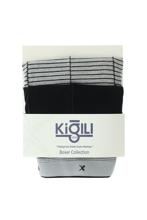 Black 2-Pack Striped Cotton Supreme Boxer Set