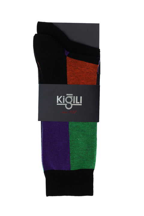 Black 2-Pack Patterned Cotton Socks Set