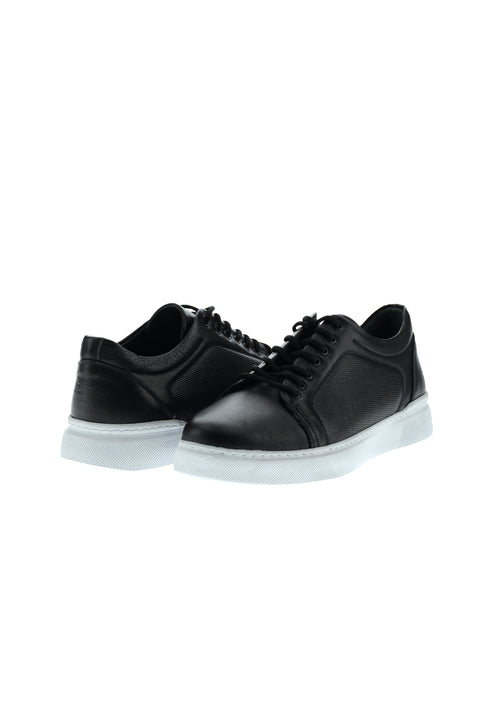 Black Leather Sneaker Shoes