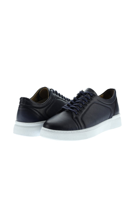 Medium Navy Leather Sneaker Shoes