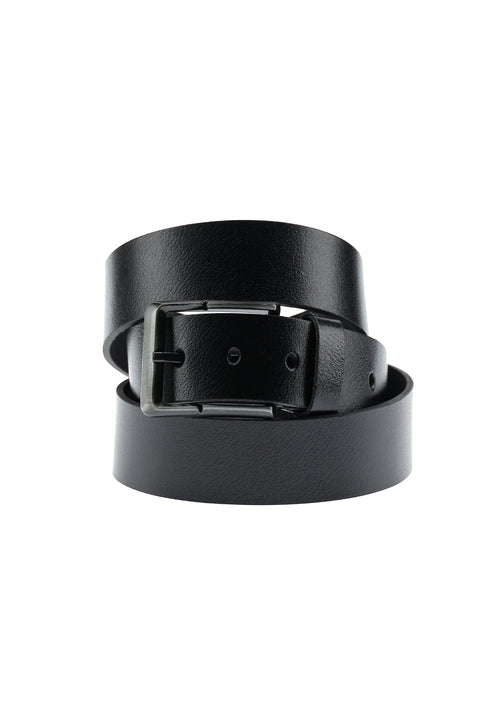 Black Sport Patterned Leather Belt