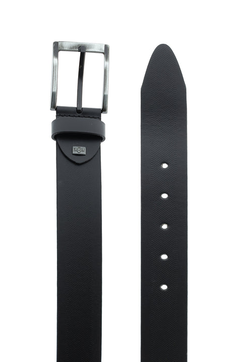 Black Sport Patterned Leather Belt