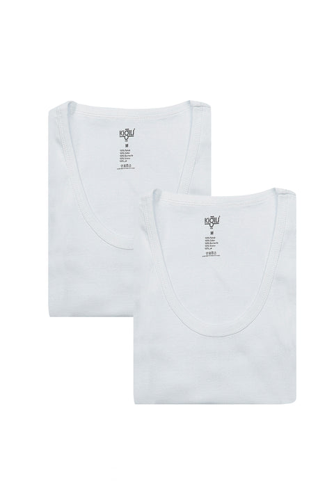 White 2-Piece Cotton Athletic Tank Top Set