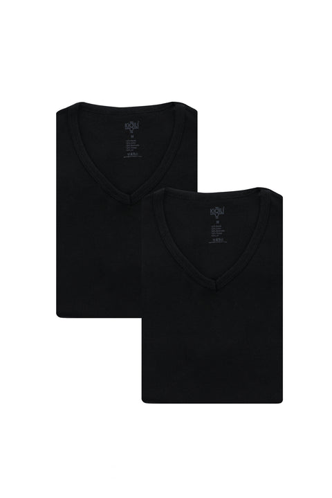 Black 2-Piece V-Neck Cotton Tank Top Set