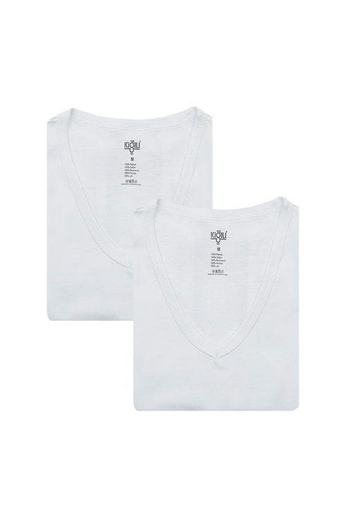 White 2-Piece Cotton V-Neck Tank Top Set