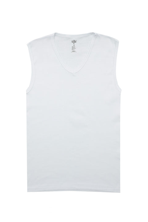 White 2-Piece Cotton V-Neck Tank Top Set