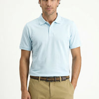 Light Blue Polo Collar Regular Fit Embroidered T-Shirt