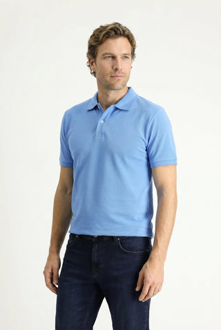  Koyu Mavi  Polo Yaka Regular Fit Nakışlı Pamuk Tişört