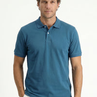 Medium Petrol Polo Collar Regular Fit Embroidered T-Shirt