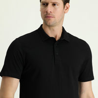 Black Polo Collar Regular Fit Embroidered Supreme Cotton T-Shirt