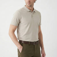 Medium Grey Polo Collar Regular Fit Embroidered Cotton T-Shirt