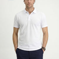 White Polo Collar Regular Fit Embroidered Cotton T-shirt