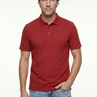 Açık Bordo Polo Yaka Regular Fit Nakışlı Pamuklu Tişört