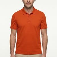 Kiremit Polo Yaka Regular Fit Nakışlı Pamuklu Tişört