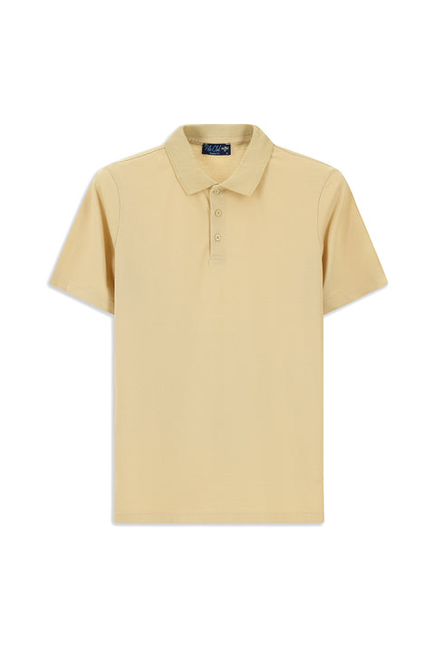 Medium Mink Polo Collar Regular Fit Embroidered Cotton T-Shirt