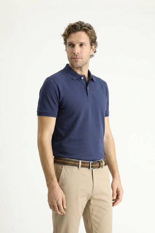  Orta Lacivert Polo Yaka Slim Fit Nakışlı %100 Pamuk Tişört