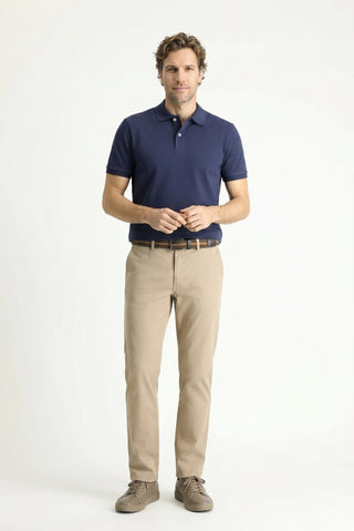  Orta Lacivert Polo Yaka Slim Fit Nakışlı %100 Pamuk Tişört