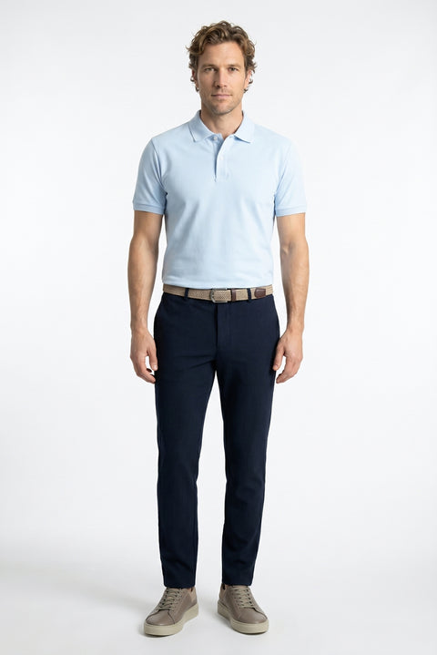 Light Blue Polo Shirt, Slim Fit, Embroidered, 100% Cotton