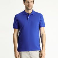 Dark Indigo Polo Shirt, Slim Fit, Embroidered, 100% Cotton
