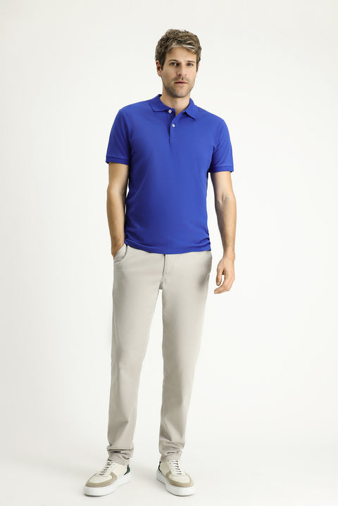 Dark Indigo Polo Shirt, Slim Fit, Embroidered, 100% Cotton