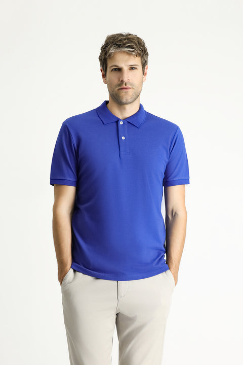 Dark Indigo Polo Shirt, Slim Fit, Embroidered, 100% Cotton