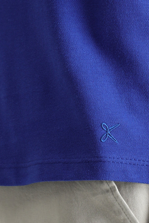 Dark Indigo Polo Shirt, Slim Fit, Embroidered, 100% Cotton