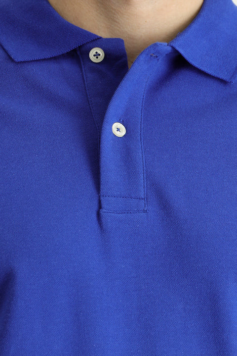 Dark Indigo Polo Shirt, Slim Fit, Embroidered, 100% Cotton