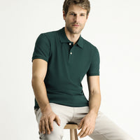 Dark Green Polo Shirt, Slim Fit, Embroidered, 100% Cotton