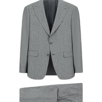 Dark Gray 6-Drop Regular Fit Standard Cut Pointed Collar Striped Suit