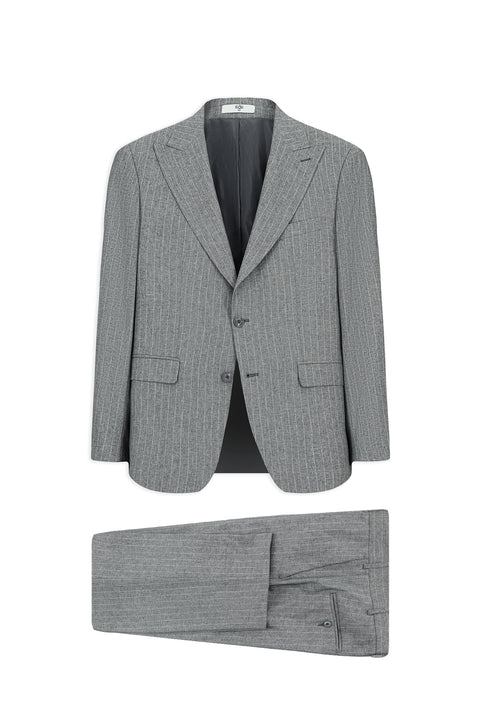 Dark Gray 6-Drop Regular Fit Standard Cut Pointed Collar Striped Suit