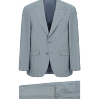 Dark Blue 6 Drop Regular Fit Standard Cut Pointed Collar Striped Suit