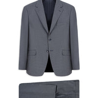 Light Navy Blue 4-Drop Relaxed Fit Comfortable Cut Mono-Neck Patterned Suit