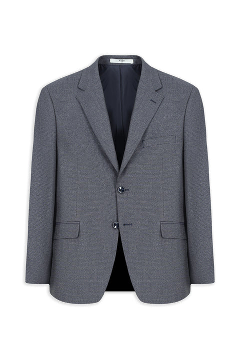 Light Navy Blue 4-Drop Relaxed Fit Comfortable Cut Mono-Neck Patterned Suit