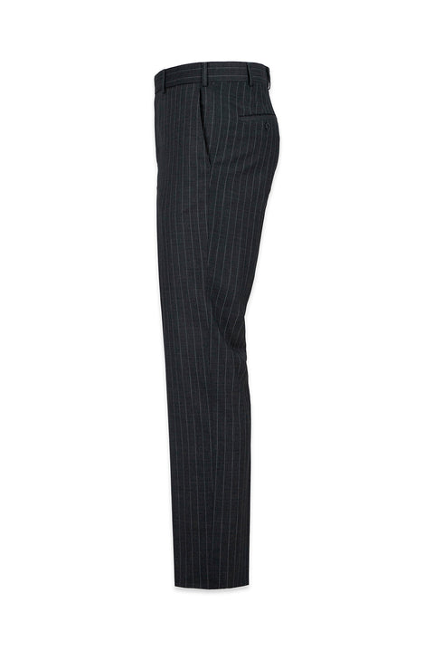 Koyu Füme 7 Drop Slim Fit Dar Kesim Sivri Yaka Çizgili Kruvaze Takım Elbise