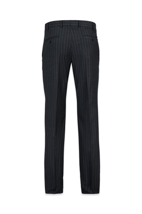 Koyu Füme 7 Drop Slim Fit Dar Kesim Sivri Yaka Çizgili Kruvaze Takım Elbise