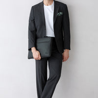 Black 7 Drop Slim Fit Narrow Cut Mono Collar Striped Suit