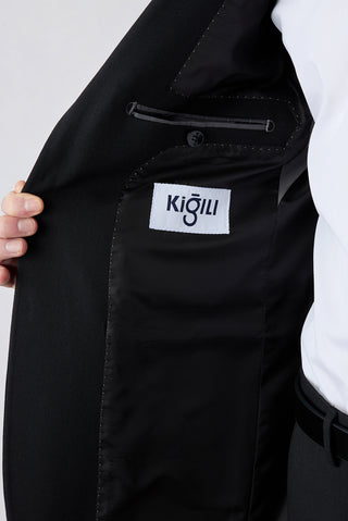  Siyah 7 Drop Slim Fit Dar Kesim Mono Yaka Likralı Takım Elbise