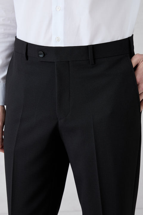 Black 7-Drop Slim Fit Narrow Notch Lapel Stretch Suit