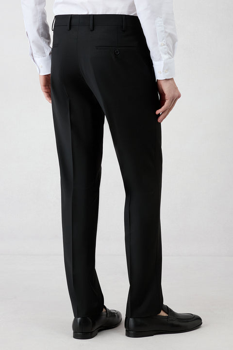 Black 6 Drop Regular Fit Standard Cut Mono Collar Stretch Suit